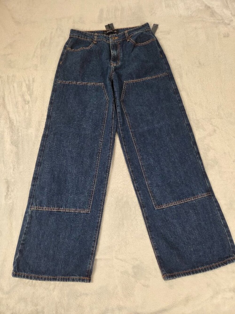 Lioness Anchor Wide Leg Jeans Size S Blue Knee Patch Denim Pants NWT $110